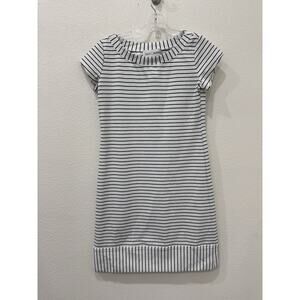 Sara Campbell Striped short sleeve boat neck dress white n black XS
